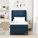 Box spring seng med hovedgærde Blå 100 x 200 cm Stof