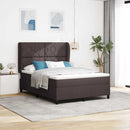 Box spring seng med hovedgærde Mørkebrun 140 x 190 cm Stof