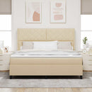 Box spring seng med hovedgærde Creme 180 x 200 cm Stof