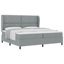 Box spring seng med hovedgærde Lysegrå 200 x 200 cm Stof