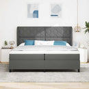 Box spring seng med hovedgærde Mørkegrå 200 x 200 cm Stof