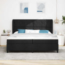 Box spring seng med hovedgærde Sort 200 x 200 cm Stof