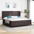 Box spring seng med hovedgærde Mørkebrun 200 x 200 cm Stof