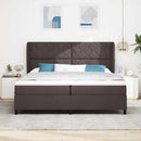 Box spring seng med hovedgærde Mørkebrun 200 x 200 cm Stof