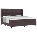 Box spring seng med hovedgærde Mørkebrun 200 x 200 cm Stof