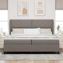 Box spring seng med hovedgærde Gråbrun 200 x 200 cm Stof
