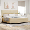 Box spring seng med hovedgærde Creme 200 x 200 cm Stof