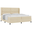 Box spring seng med hovedgærde Creme 200 x 200 cm Stof