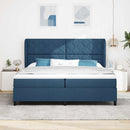 Box spring seng med hovedgærde Blå 200 x 200 cm Stof