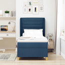 Box spring seng med madras med hovedgærde Blå 200 x 80 cm Stof