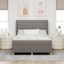 Box spring seng med hovedgærde Gråbrun 200 x 160 cm Stof