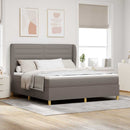 Box spring seng med hovedgærde Gråbrun 200 x 180 cm Stof