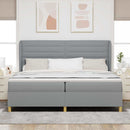 Box spring seng med madras Lysegrå 200 x 200 cm Stof