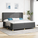 Box spring seng med madras Mørkegrå 200 x 200 cm Stof
