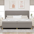 Box spring seng med madras Gråbrun 200 x 200 cm Stof