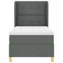 Box spring seng med hovedgærde Mørkegrå 190 x 90 cm Stof