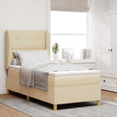 Box spring seng med hovedgærde Creme 190 x 90 cm Stof