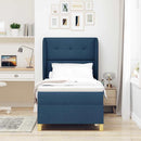 Box spring seng med hovedgærde Blå 200 x 90 cm Stof