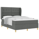 Box spring seng med hovedgærde Mørkegrå 190 x 140 cm Stof