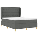 Box spring seng med hovedgærde Mørkegrå 190 x 140 cm Stof