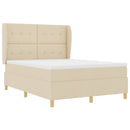 Box spring seng med hovedgærde Creme 200 x 140 cm Stof