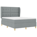 Box spring seng med hovedgærde Lysegrå 200 x 160 cm Stof