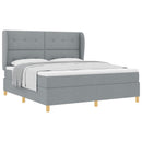 Box spring seng med hovedgærde Lysegrå 200 x 180 cm Stof