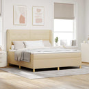 Box spring seng med hovedgærde Creme 200 x 180 cm Stof