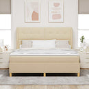 Box spring seng med hovedgærde Creme 200 x 180 cm Stof