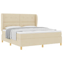 Box spring seng med hovedgærde Creme 200 x 180 cm Stof