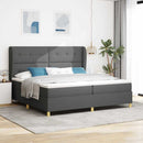 Box spring seng med hovedgærde Mørkegrå 200 x 200 cm Stof
