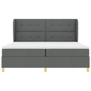 Box spring seng med hovedgærde Mørkegrå 200 x 200 cm Stof