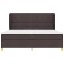 Box spring seng med hovedgærde Mørk Brun 200 x 200 cm Stof