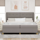 Box spring seng med hovedgærde Gråbrun 200 x 200 cm Stof