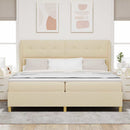 Box spring seng med hovedgærde Creme 200 x 200 cm Stof