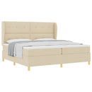 Box spring seng med hovedgærde Creme 200 x 200 cm Stof