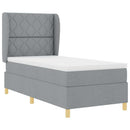 Box spring seng med hovedgærde Lysegrå 190 x 90 cm Stof