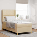 Box spring seng med hovedgærde Creme 190 x 90 cm Stof