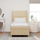 Box spring seng med hovedgærde Creme 190 x 90 cm Stof