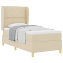 Box spring seng med hovedgærde Creme 190 x 90 cm Stof