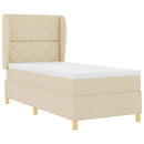 Box spring seng med hovedgærde Creme 190 x 90 cm Stof