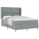 Box spring seng med hovedgærde Lysegrå 190 x 140 cm Stof