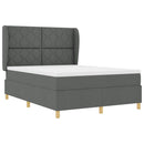 Box spring seng med hovedgærde Mørkegrå 190 x 140 cm Stof