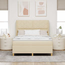 Box spring seng med hovedgærde Creme 190 x 140 cm Stof