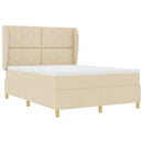 Box spring seng med hovedgærde Creme 190 x 140 cm Stof