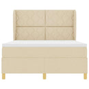 Box spring seng med hovedgærde Creme 190 x 140 cm Stof
