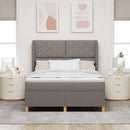 Box spring seng med hovedgærde Gråbrun 200 x 140 cm Stof