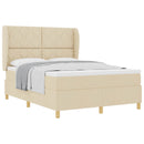Box spring seng med hovedgærde Creme 200 x 140 cm Stof