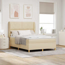 Box spring seng med hovedgærde Creme 200 x 160 cm Stof