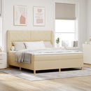Box spring seng med hovedgærde Creme 200 x 180 cm Stof